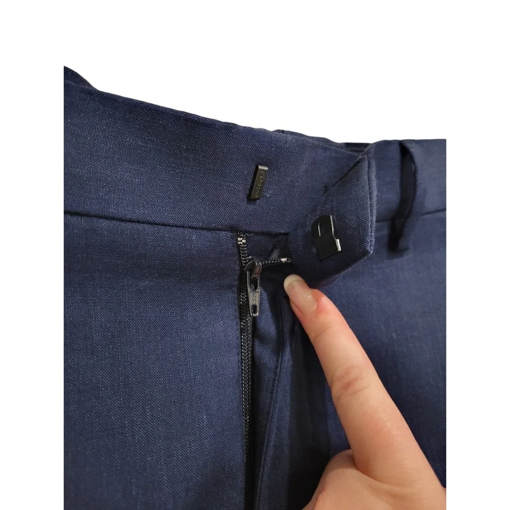 Express Innovator Blue Navy Dress Pants Linen Blend Trousers 30 32